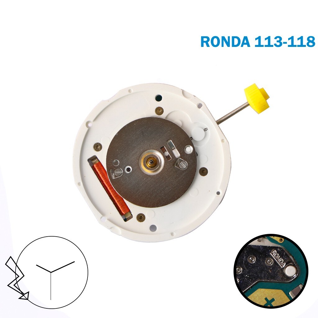 Ronda 113-118 Swiss Quartz Movement 11 1/2 , 3 Hands .