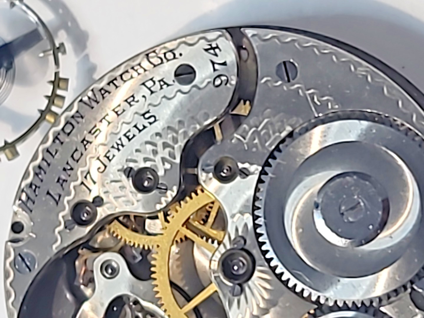 Antique Hamilton Pocket watch movement Grade 974 17 jewel 16 size circa 1918