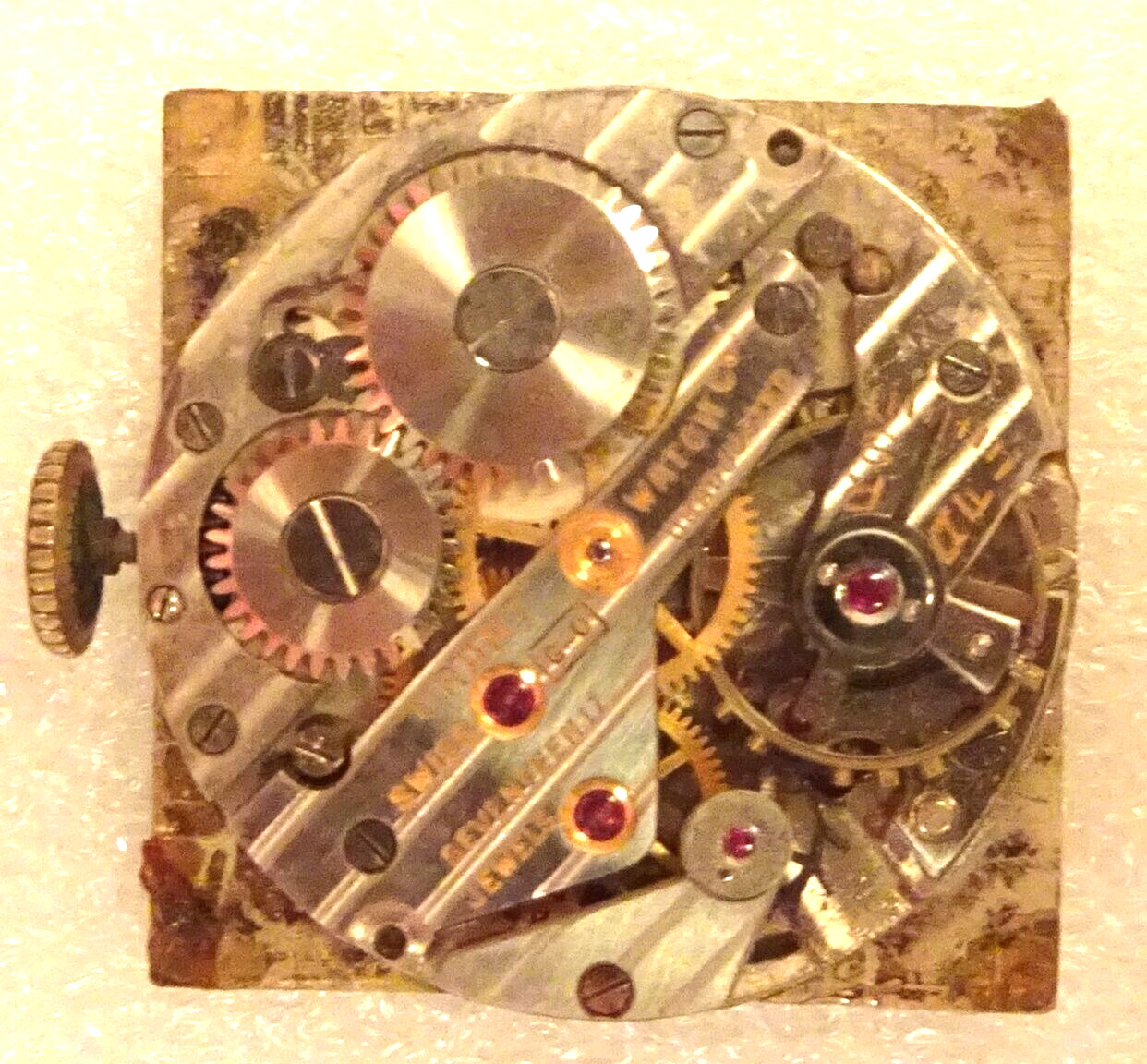 Grant Wristwatch Movement Antique 17J G-O Parts or Repair