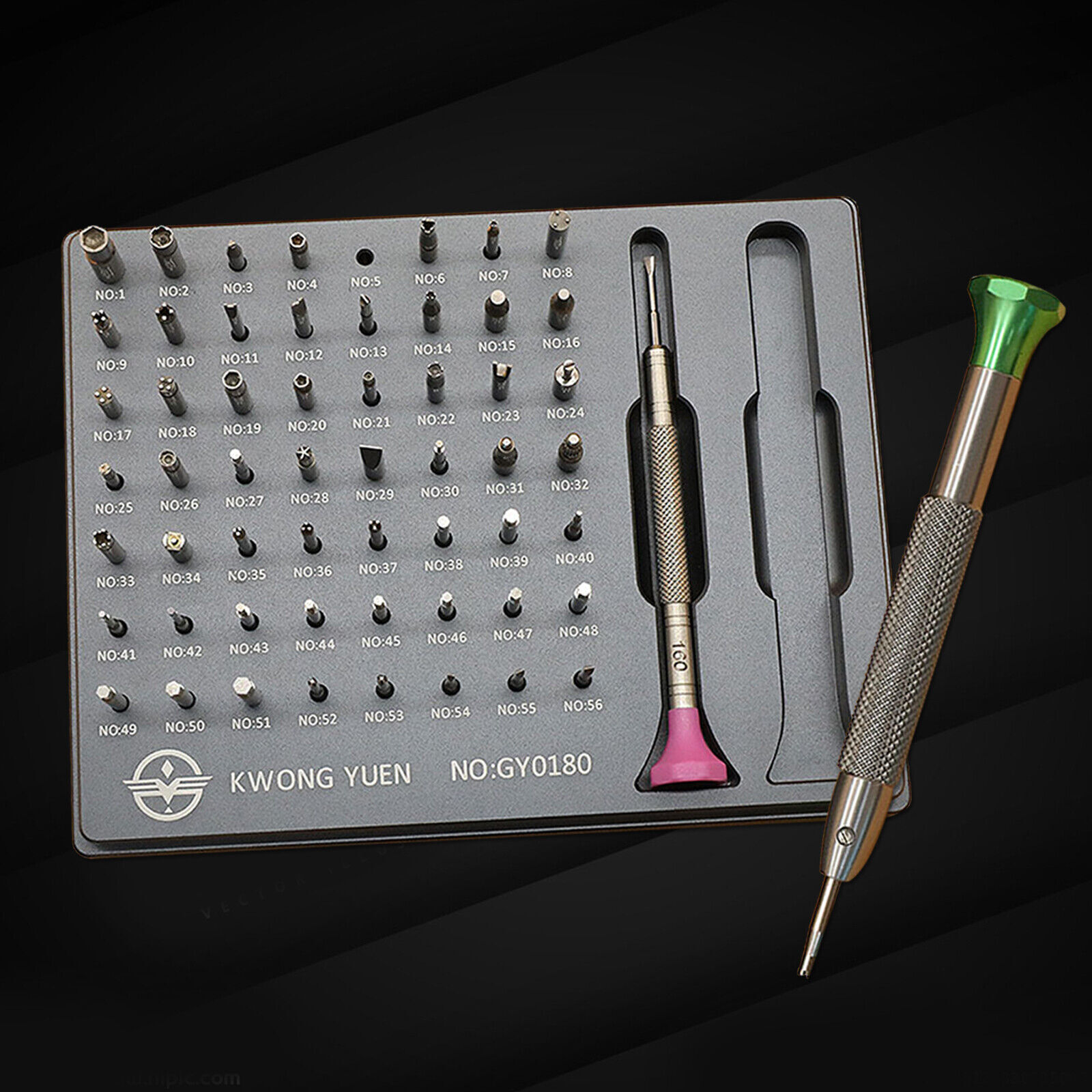 New Watchmakers Assortment Of 56 Tips Stainless Steel Watch Screwdriver Set.