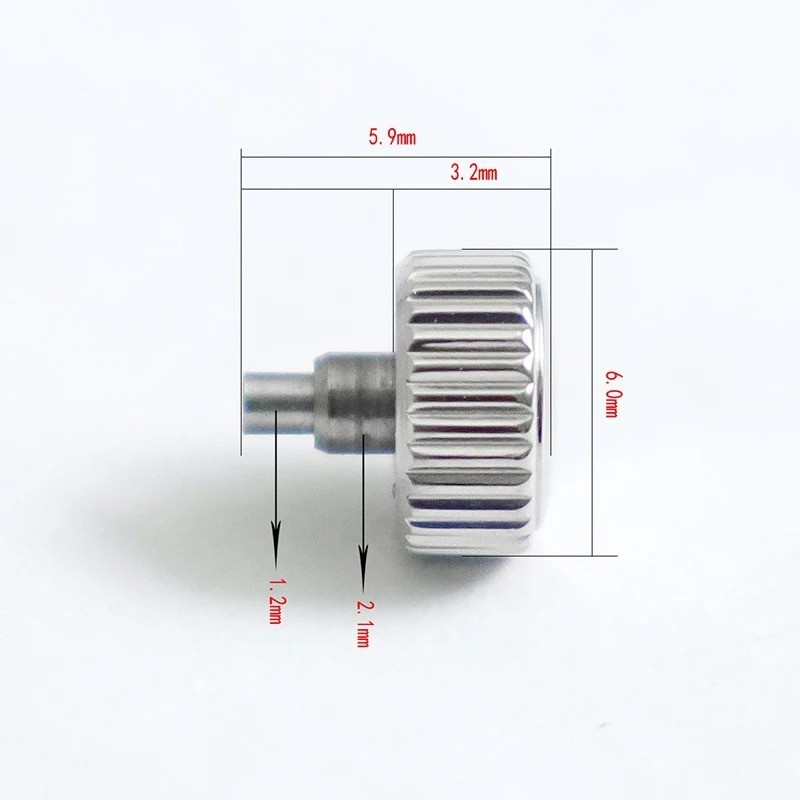 Replacement Stainless Steel Screw Crown for Grand 44GS 6mm 36.5mm 40mm
