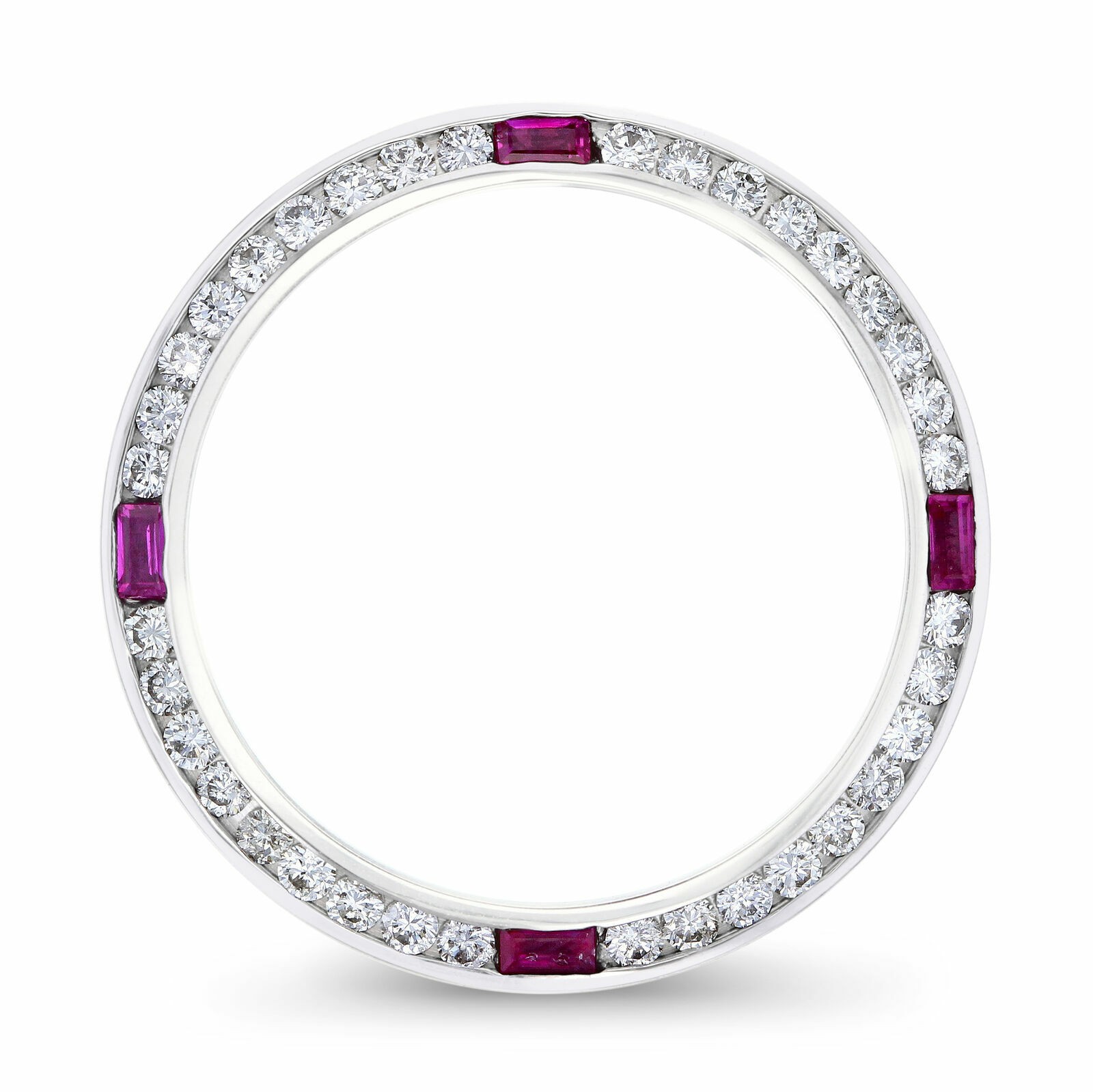 1CT NATURAL DIAMOND BEZEL 18KW FOR ROLEX DATE DATEJUST PRESIDENT WITH RUBIES