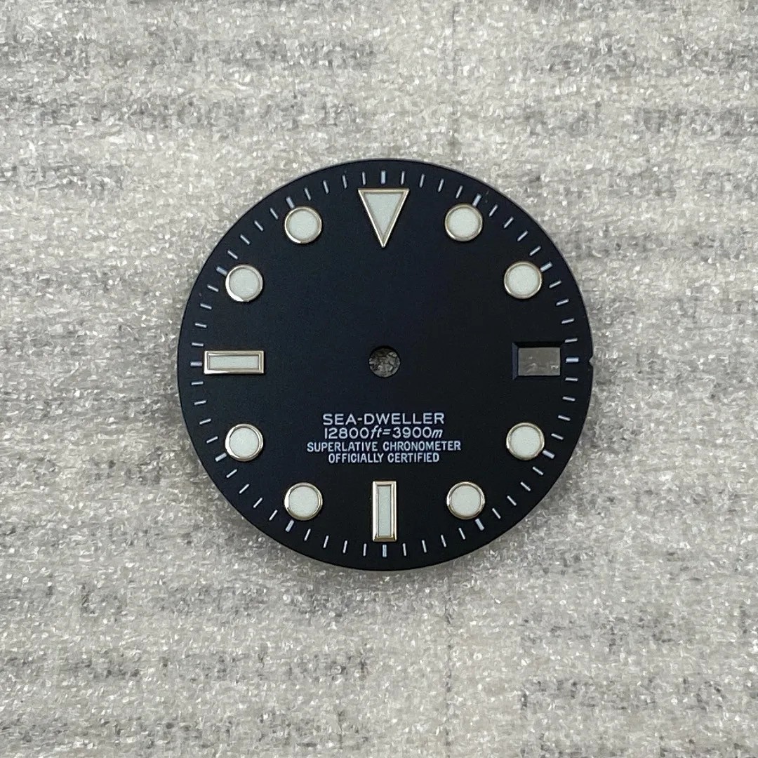 28.5mm Watch Dial No Logo Sterile Case Mod Parts NH35 Diver Watch Luminous Green
