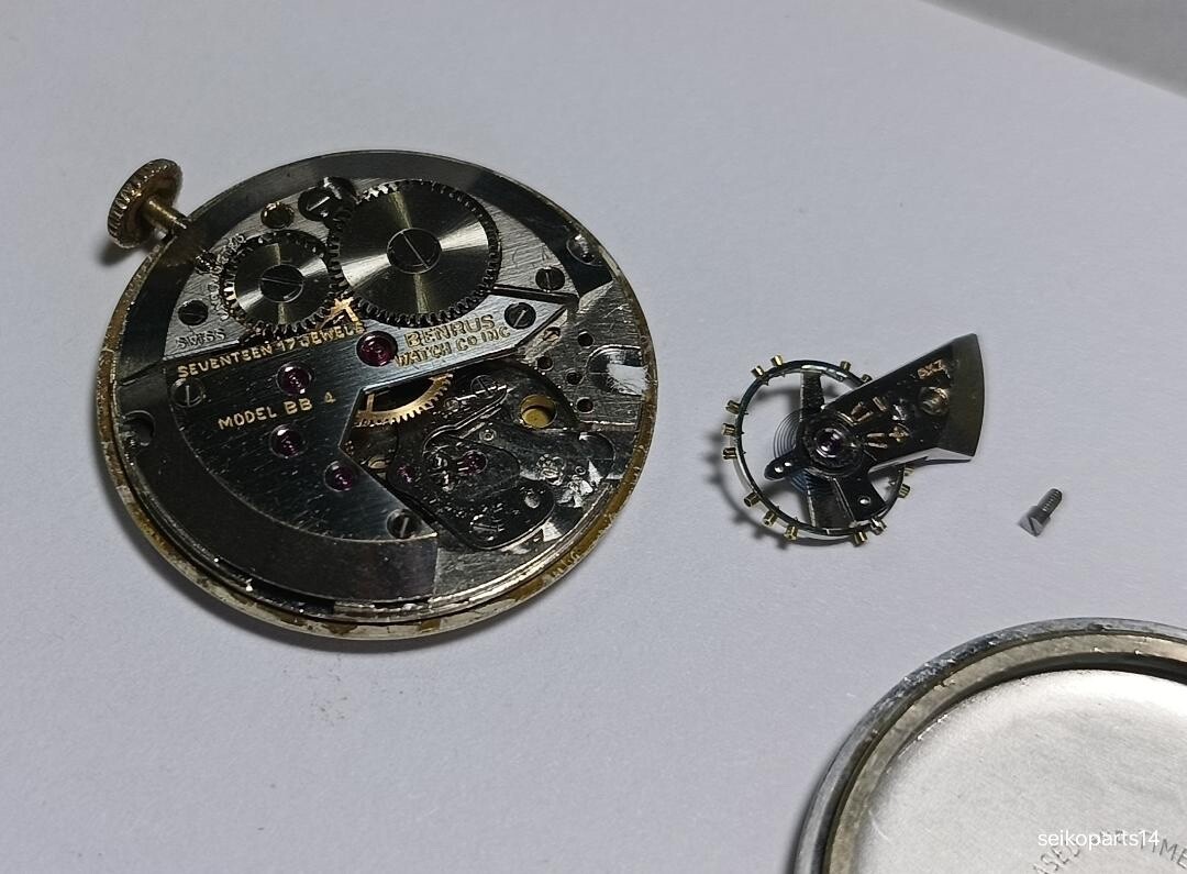 ORIGINAL BENRUS BB 4 ANTIQUE 1950s 10K ROLLED GOLD PLATE PARTS REPAIR ETA 900