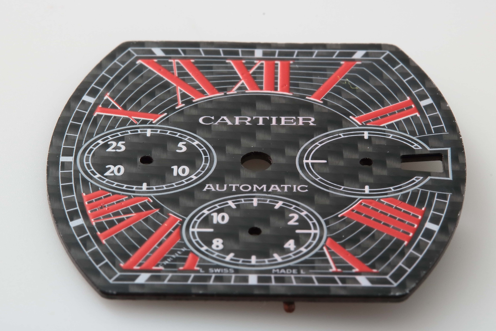 Cartier Roadster Chronograph Date Watch Dial Wristwatch Part Carbon Fiber