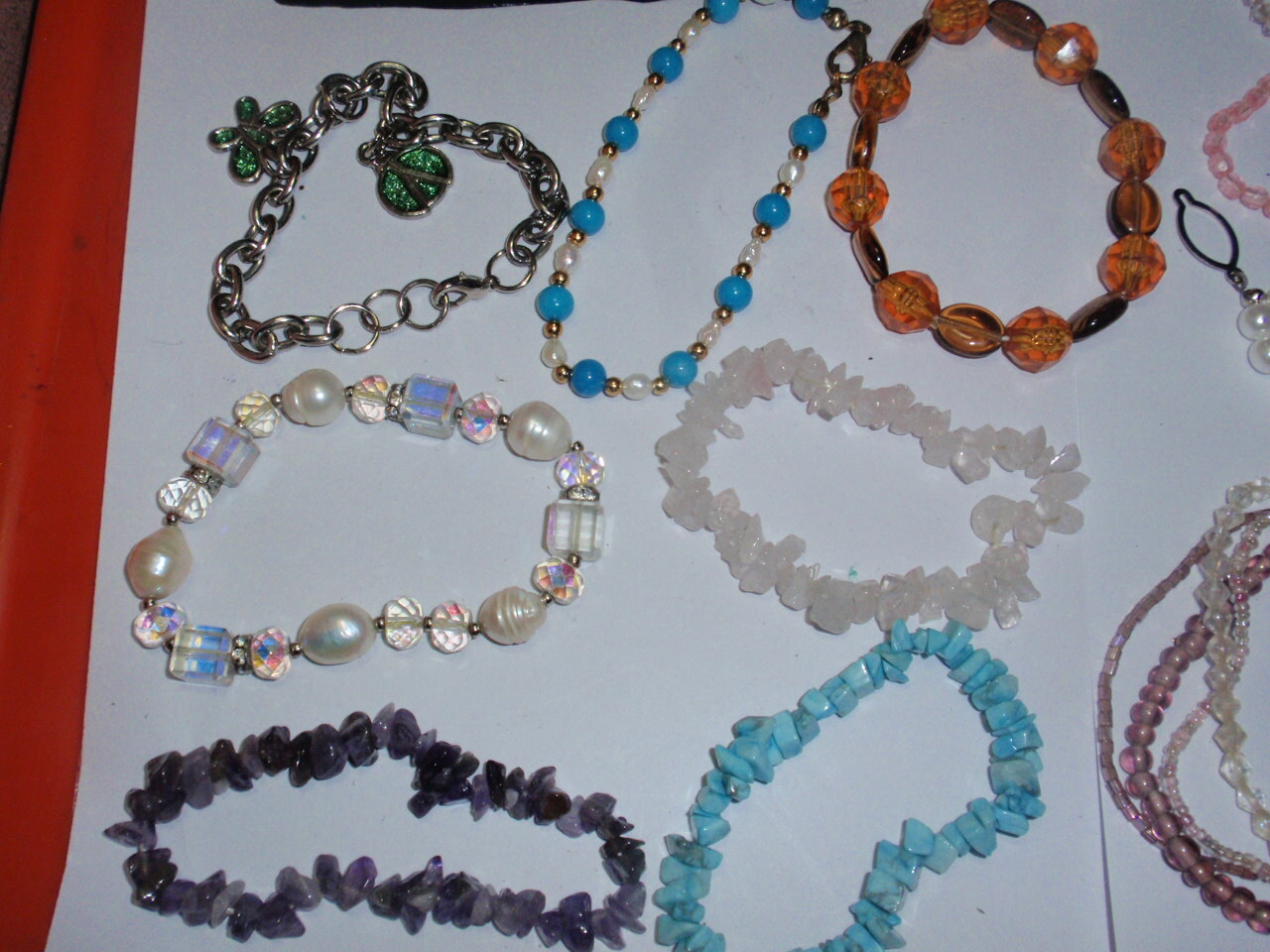 Vintage Jewelry Lot ~22pcs Hand Bracelet , Natural Crystal Pendant &More #HMS 89