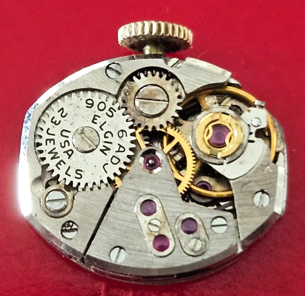 ELGIN 905 6ADJ 23J Watch Movement (REMOVED FROM GOLD CASE/BALANCE RUNS) LOT325