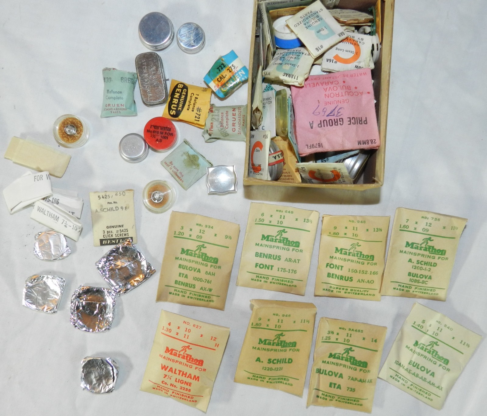 Lot of Watch Parts including Mainsprings, Balances and other things