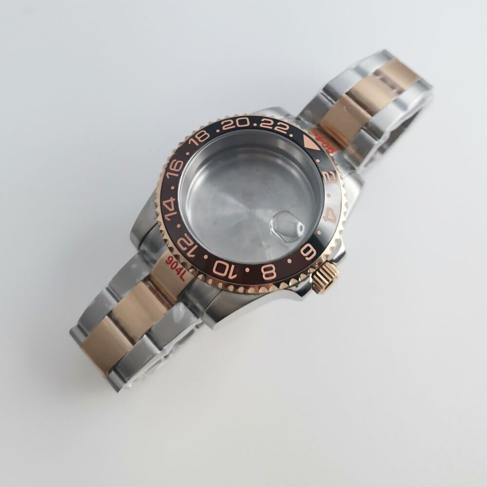 BLIGER fit NH35A NH36A ETA 2824 MIYOTA 8215 Two Tone Rose Gold Watch Case Oyster