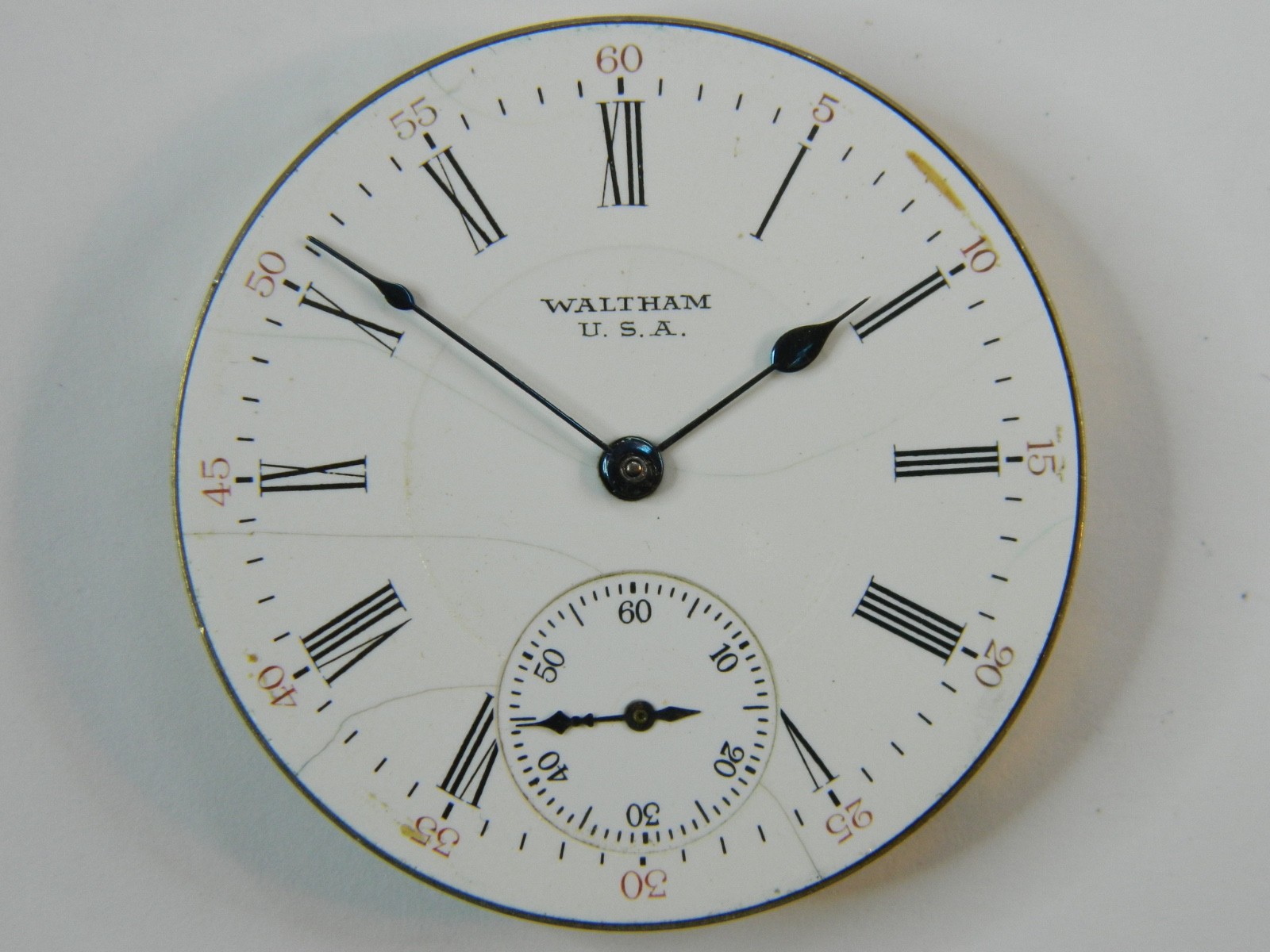 1919 WALTHAM #1908 16S PS BARTLETT GOLD FLASHED POCKET WATCH MOVEMENT – REPAIR
