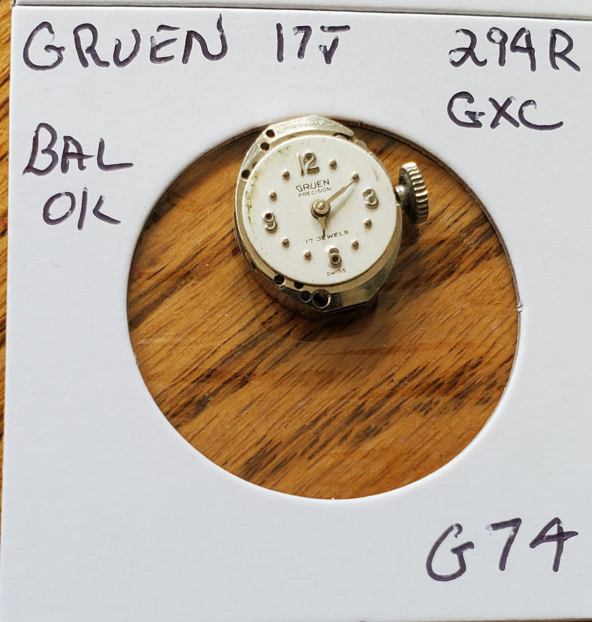 GRUEN 294R 17J GXC LADIES WRIST WATCH MOVEMENT G74