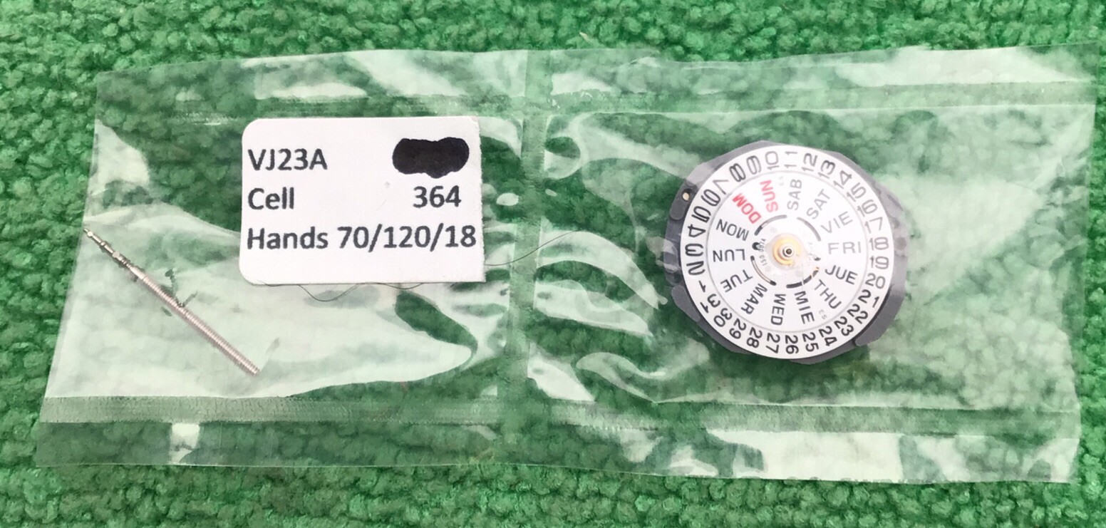 Seiko SII / TMI / Epson VJ23A Quartz Watch Movement With Stem, Day/Date At 3 aa