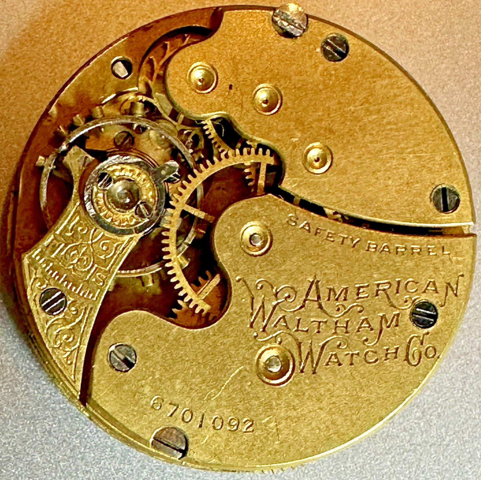 * 1895 0S WALTHAM Grade 60 M 1891 7J HC PS GILT WATCH MOVEMENT To Fix N73