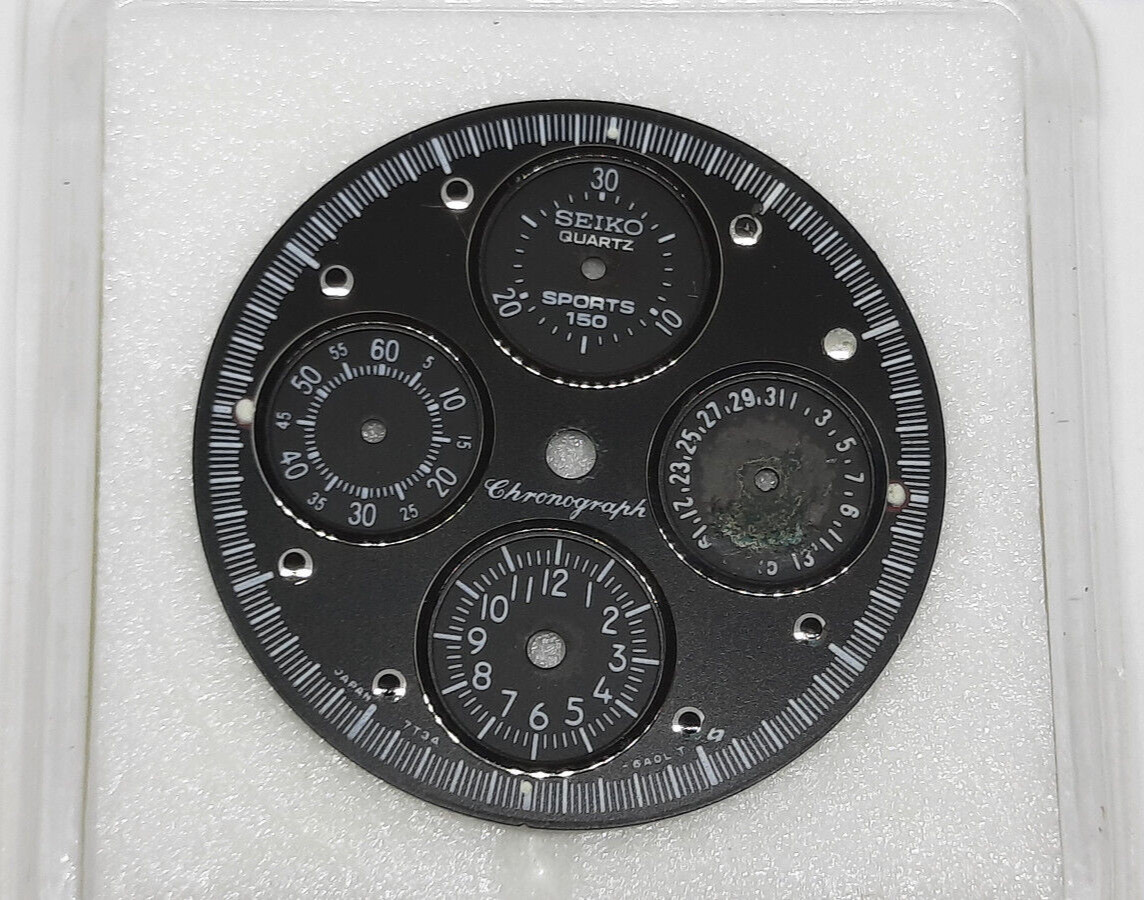 Genuine Vintage Seiko 7T34 – 6A0L Flightmaster Sports 150 Black Watch Dial 1990′