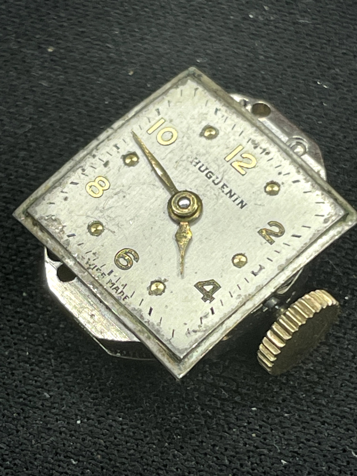 Vintage Mechanical Huguenin Watch Movement for parts or repair