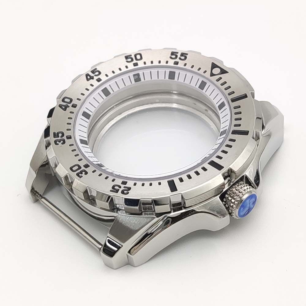 44mm Steel Watch Case Modify turtle Mod Sapphire Rotating For Seiko NH35A NH36