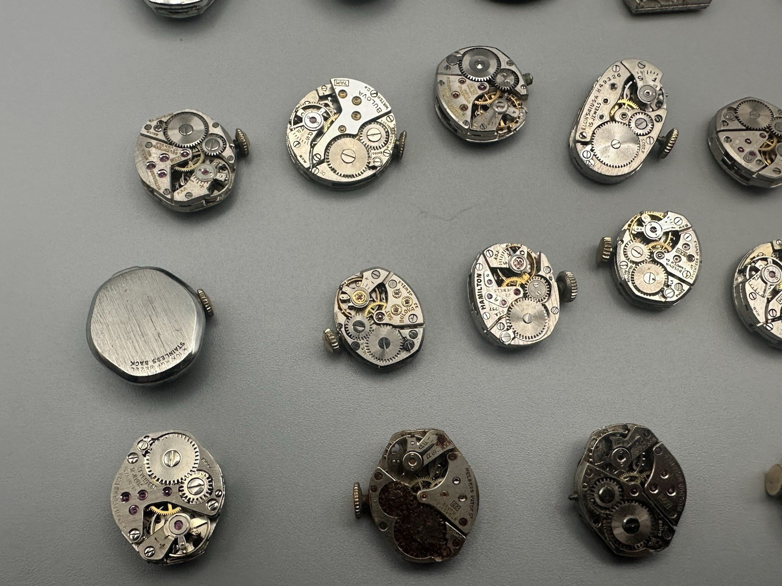 Lot of 22 Vintage Ladies Watch Movements For Parts Elgin Bulova Waltham Hamilton