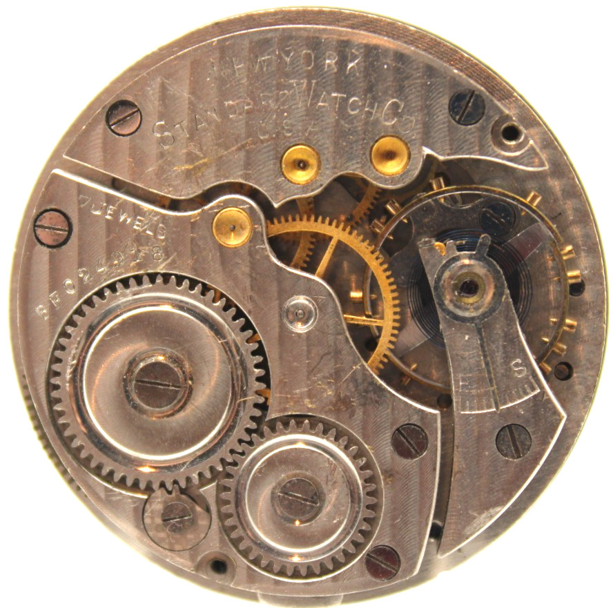 1910 NEW YORK STANDARD POCKET WATCH MOVEMENT BF024918 GRADE 171 12s 7j (KF)