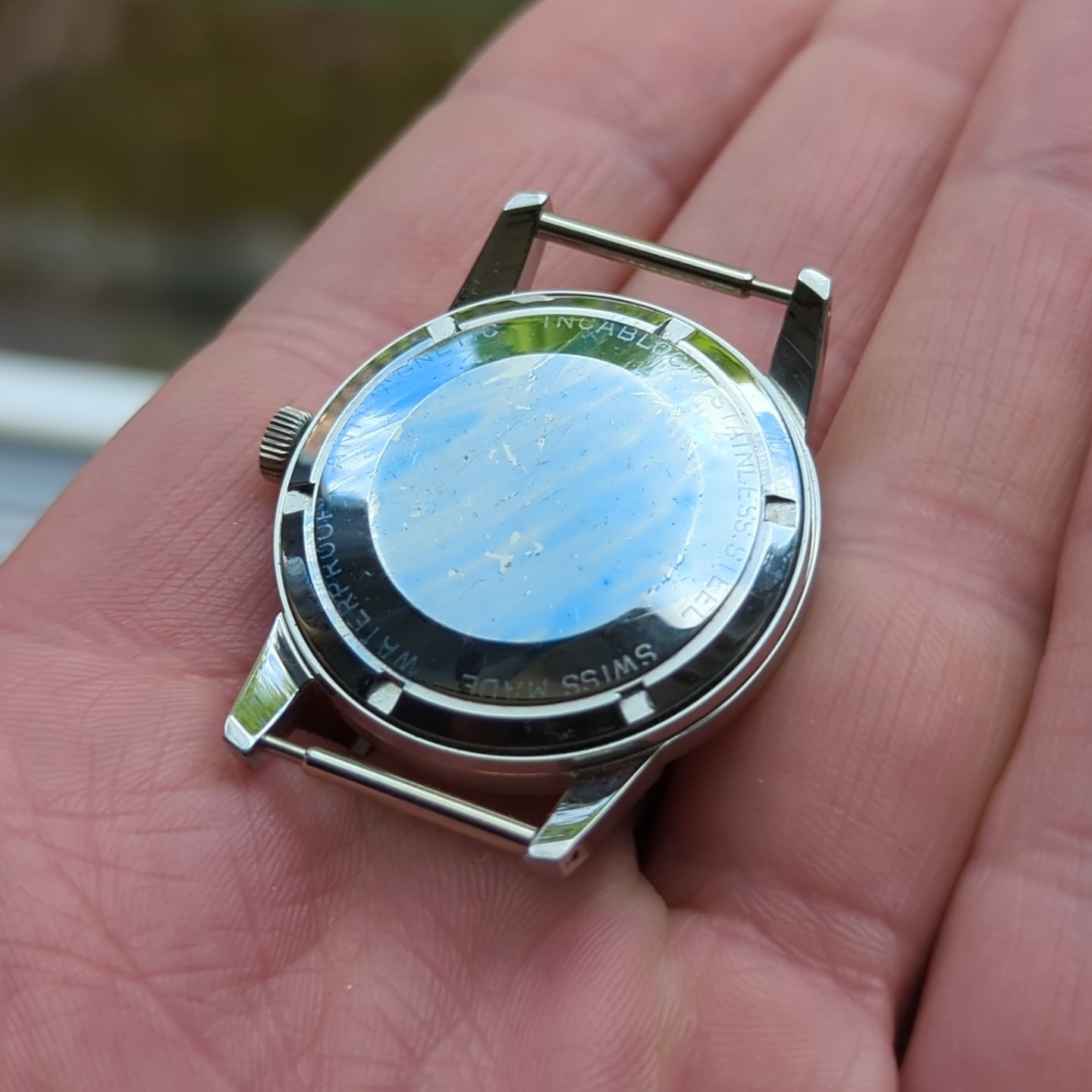 1960s Swiss Steel Waterproof Watch Case 33mm For Movement Rehoming (WD)