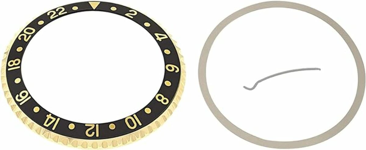 Black Gold Aluminum Replacement Bezel Insert 37.70mm x 30.70mm For Rolex GMT