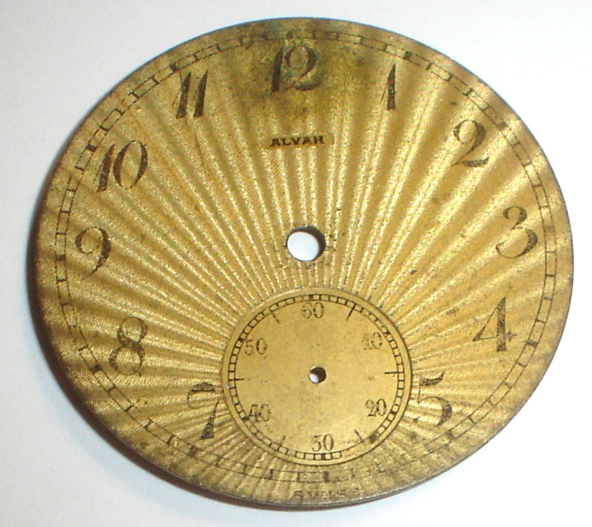 Alvah Fancy Brass Sunburst Shell Pocket Watch Dial 41mm