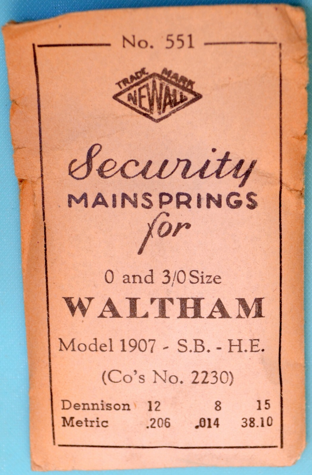 Waltham Wrist Watch Mainsprings