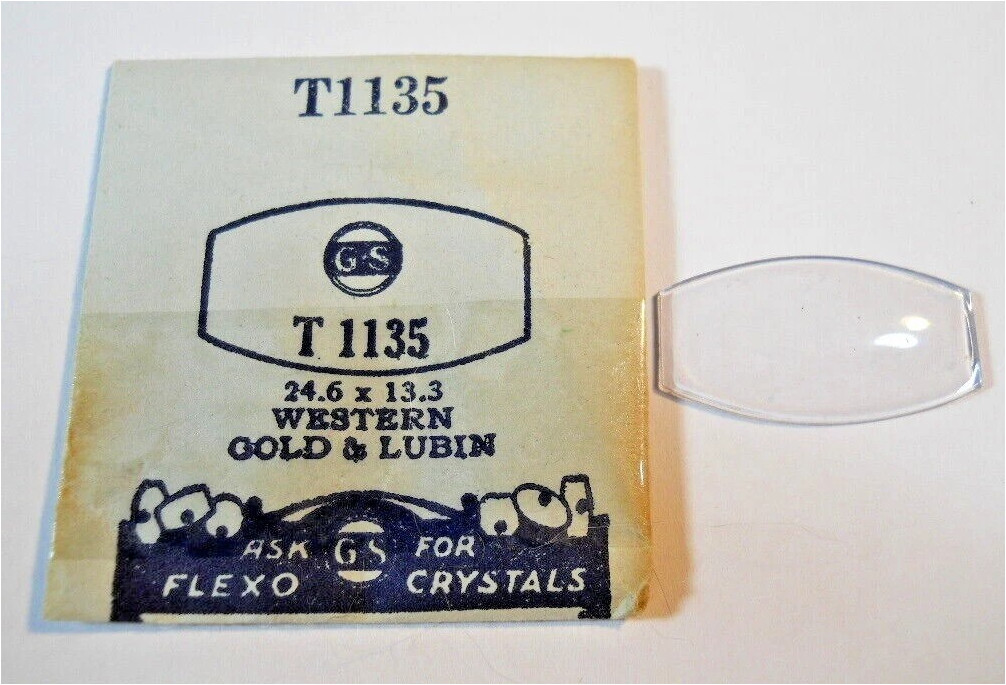 GS T1135 Watch Crystal For Gold & Lubin Western – 24.6 x 13.3 mm Replacement
