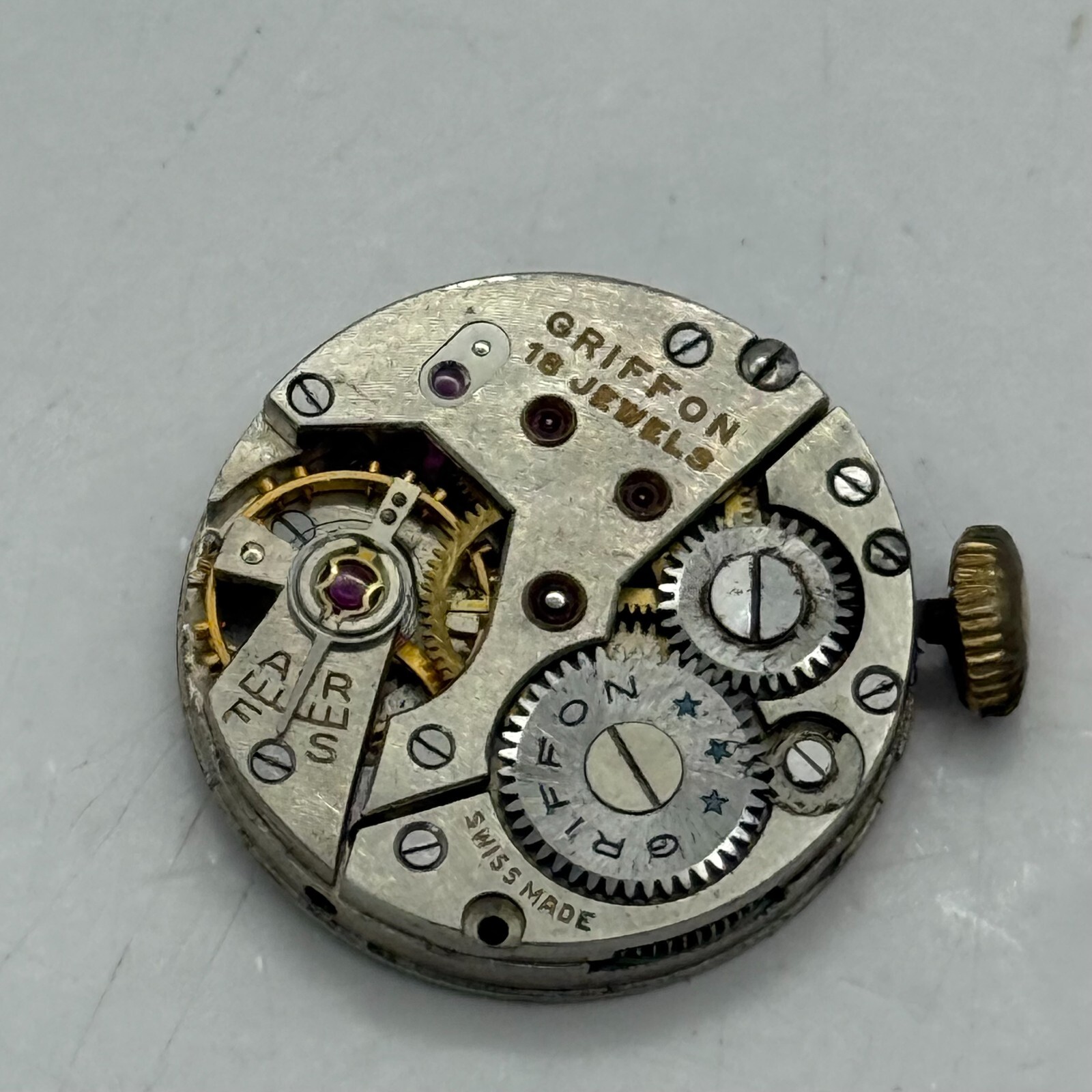 Unitas UT 200-2C1 Watch Movement Manual Wind Swiss Vintage Parts Repair 19.3mm