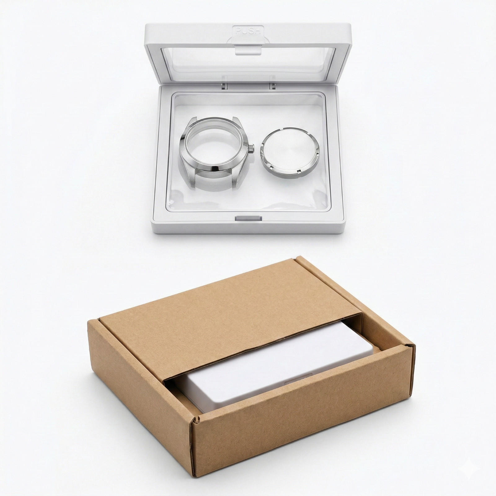 26.5mm glass Silver Watch Case back cover waterproof ring for 2035 Movement