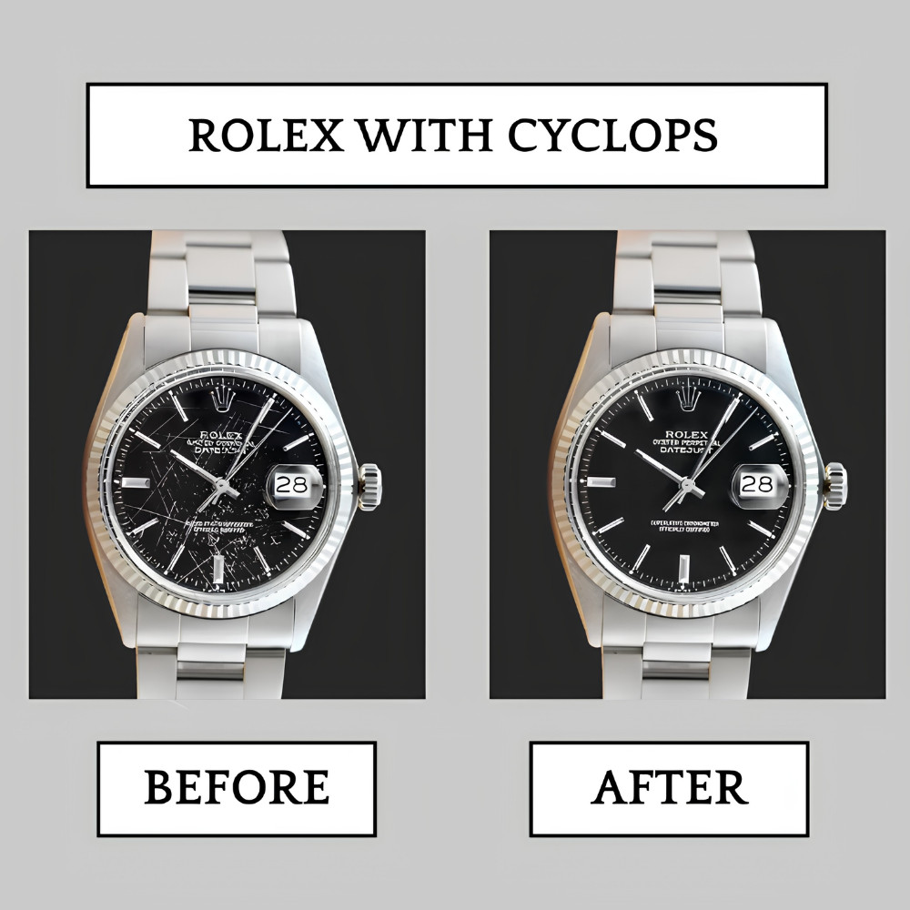 Plastic Plexi Watch Crystal Rolex Datejust 2pc with Cyclop B25-127 J1 1680 Tudor
