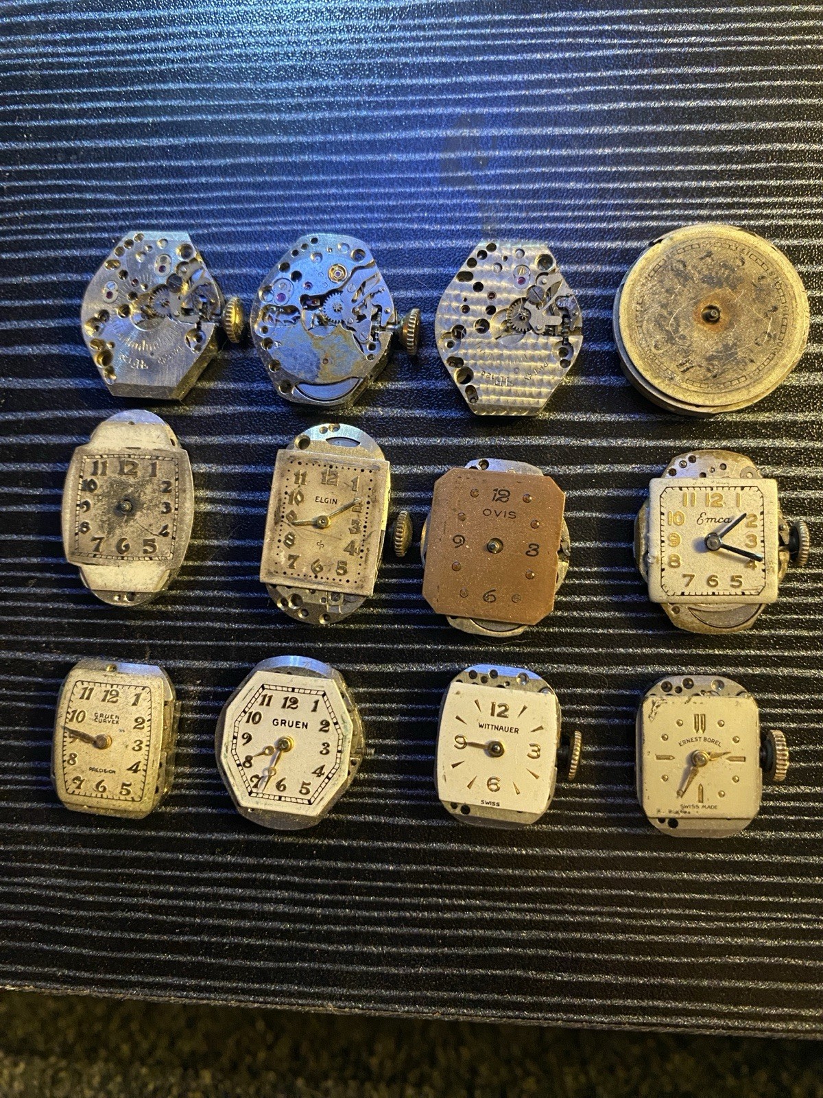Lot Of 12 Ladies Watch Movements P&R, Ernest Borel, Green, Elgin, Wittnauer,