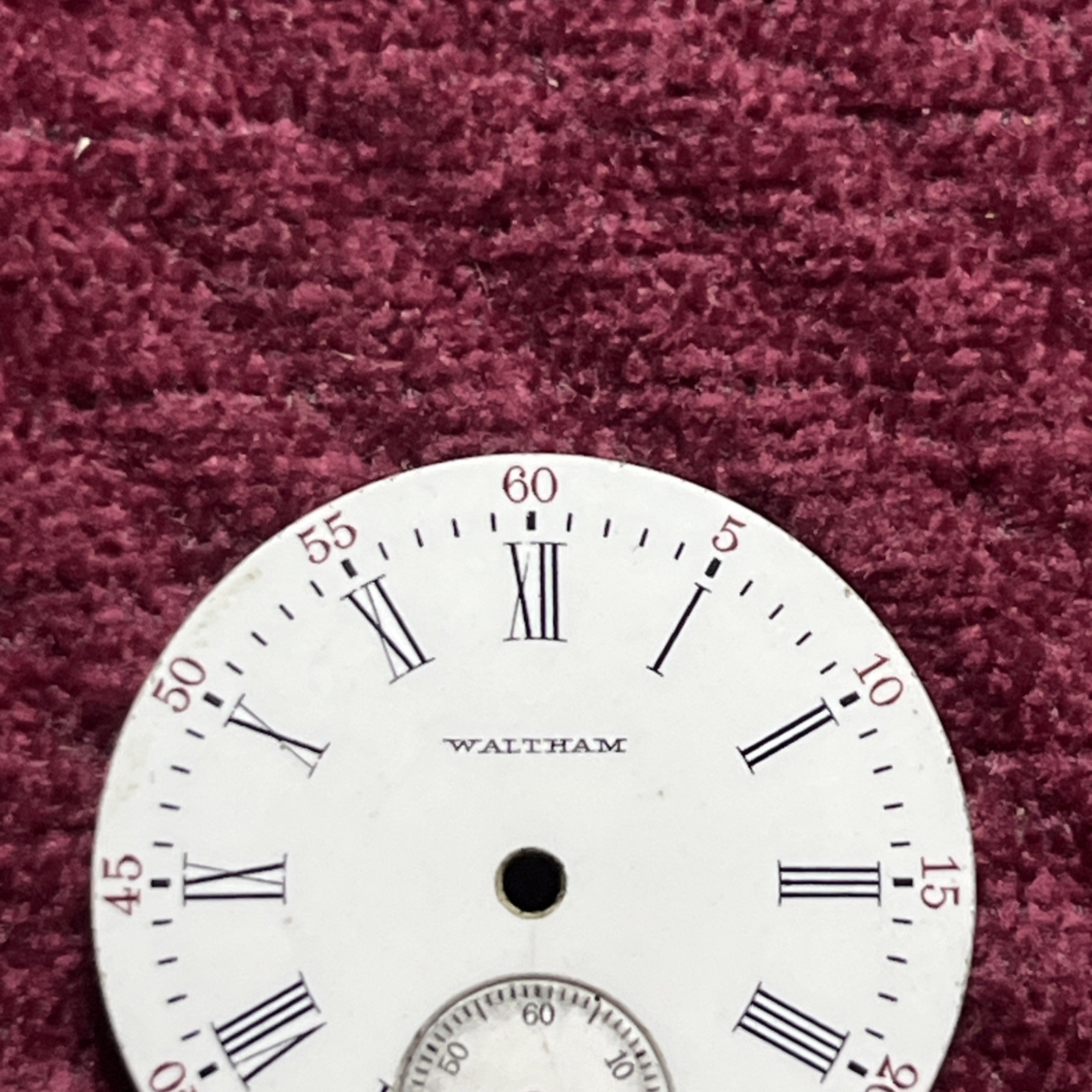 Vintage Waltham Watch Dial Only 28mm w Roman numerals