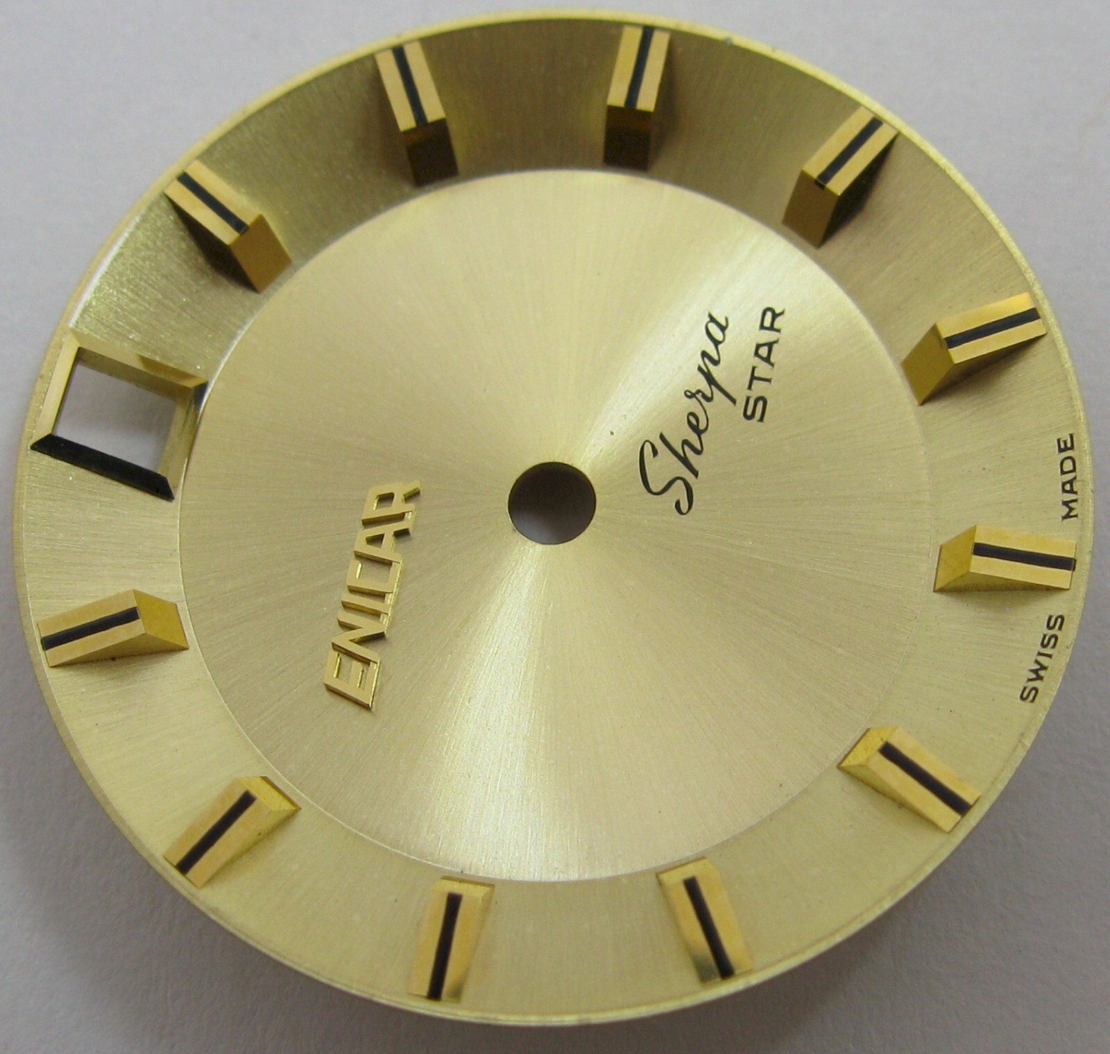 Enicar Sherpa Star fit AR 1145 … watch part: gold dial & calendar disc 12H