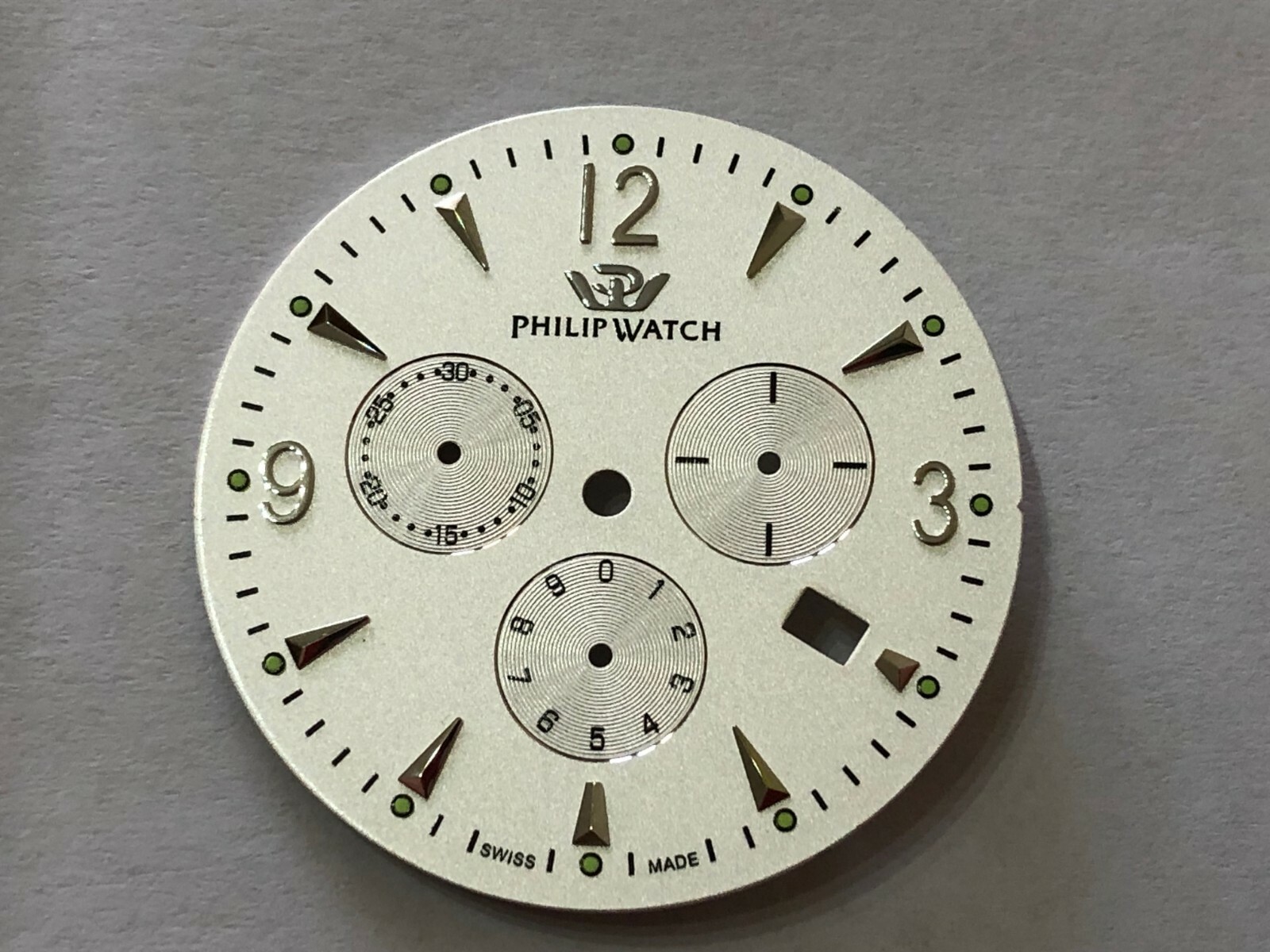 PHILIP WATCH CARIBE SWISS MADE CHRONO WHITE WATCH DIAL NEW.