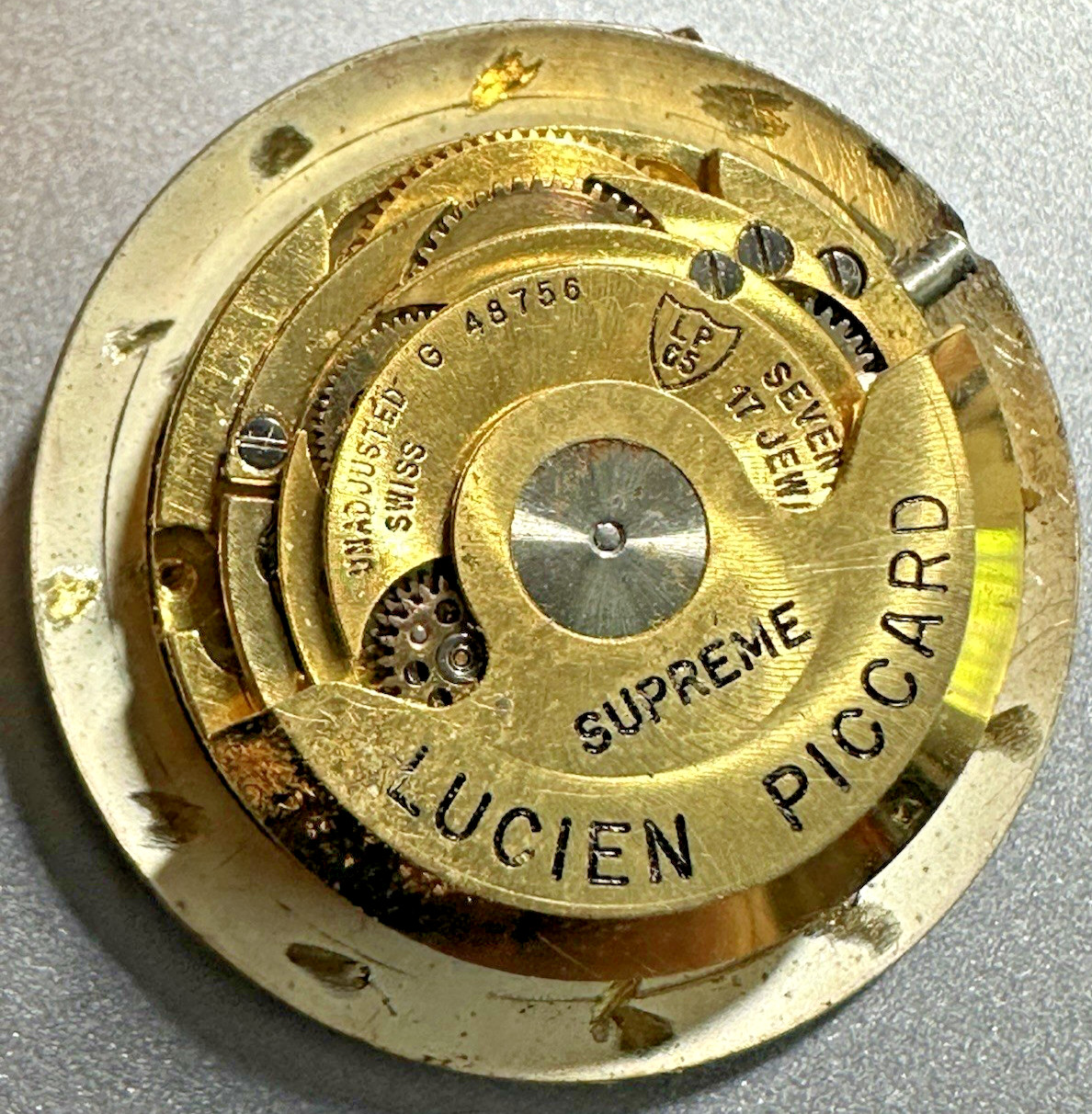 Mens LUCIEN PICCARD 17J LP65 AUTOWIND WATCH MOVEMENT / DIAL Good Balance V22