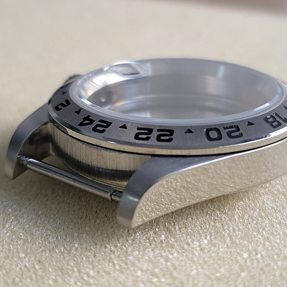 Polished 39mm 24H Steel Bezel Watch Case Sapphire for NH34 NH35 NH36 Parts