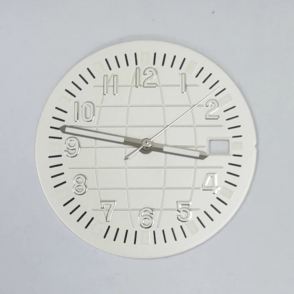 39mm Silver GS Watch Case Leather Band Strap Fit SEIKO NH35 NH36 /4R/7S Movement