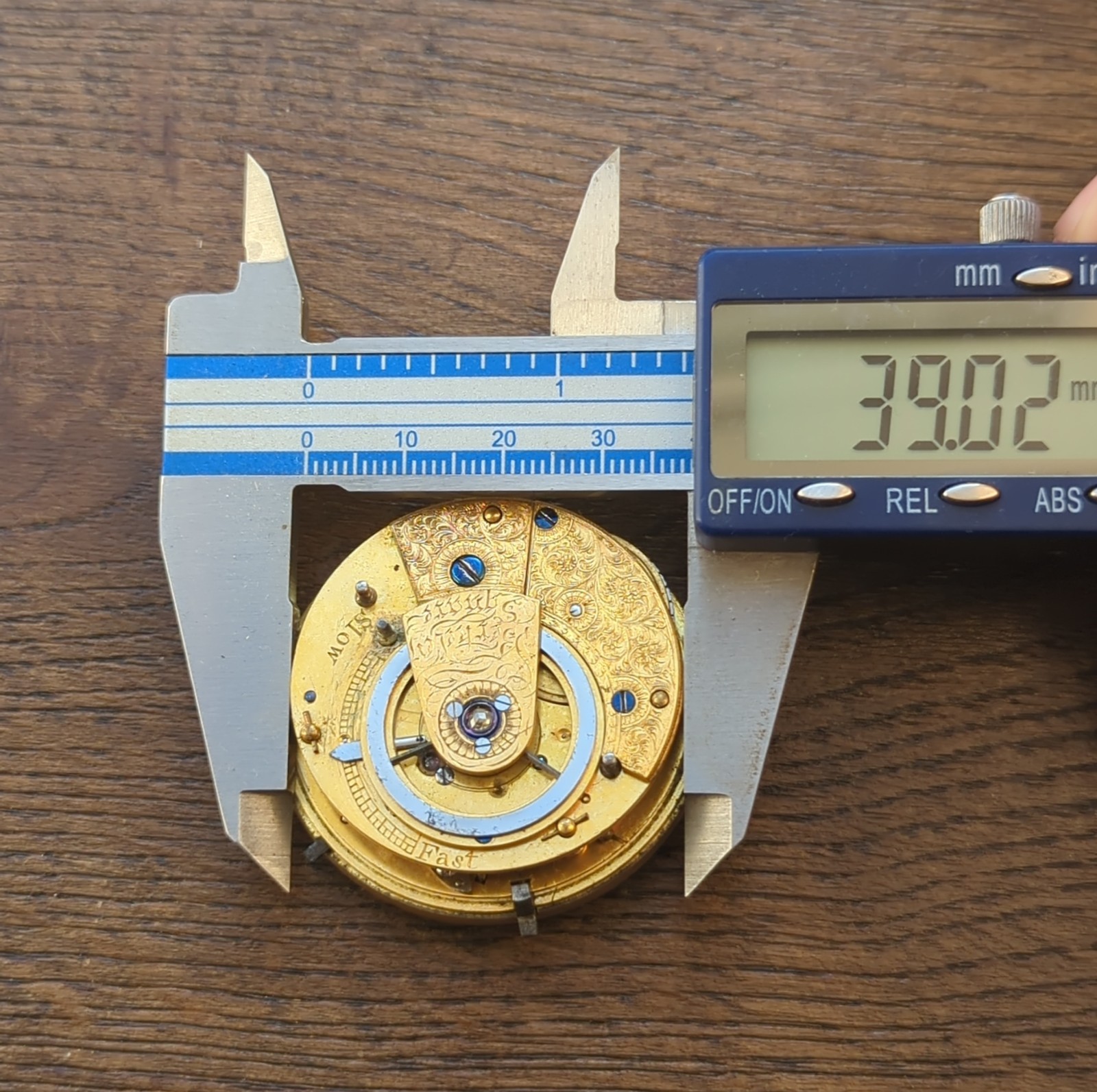 English Cylinder Pocket Watch Movement to Repair, Diamond Stone (AT45)