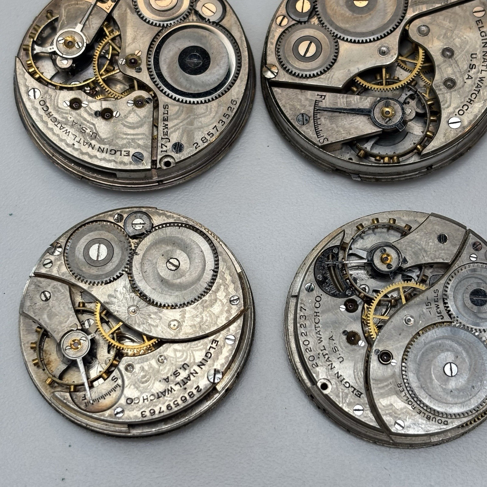 9x Vintage Elgin Pocket Watch Estate Repair Parts Bulk Lot Movement Dial