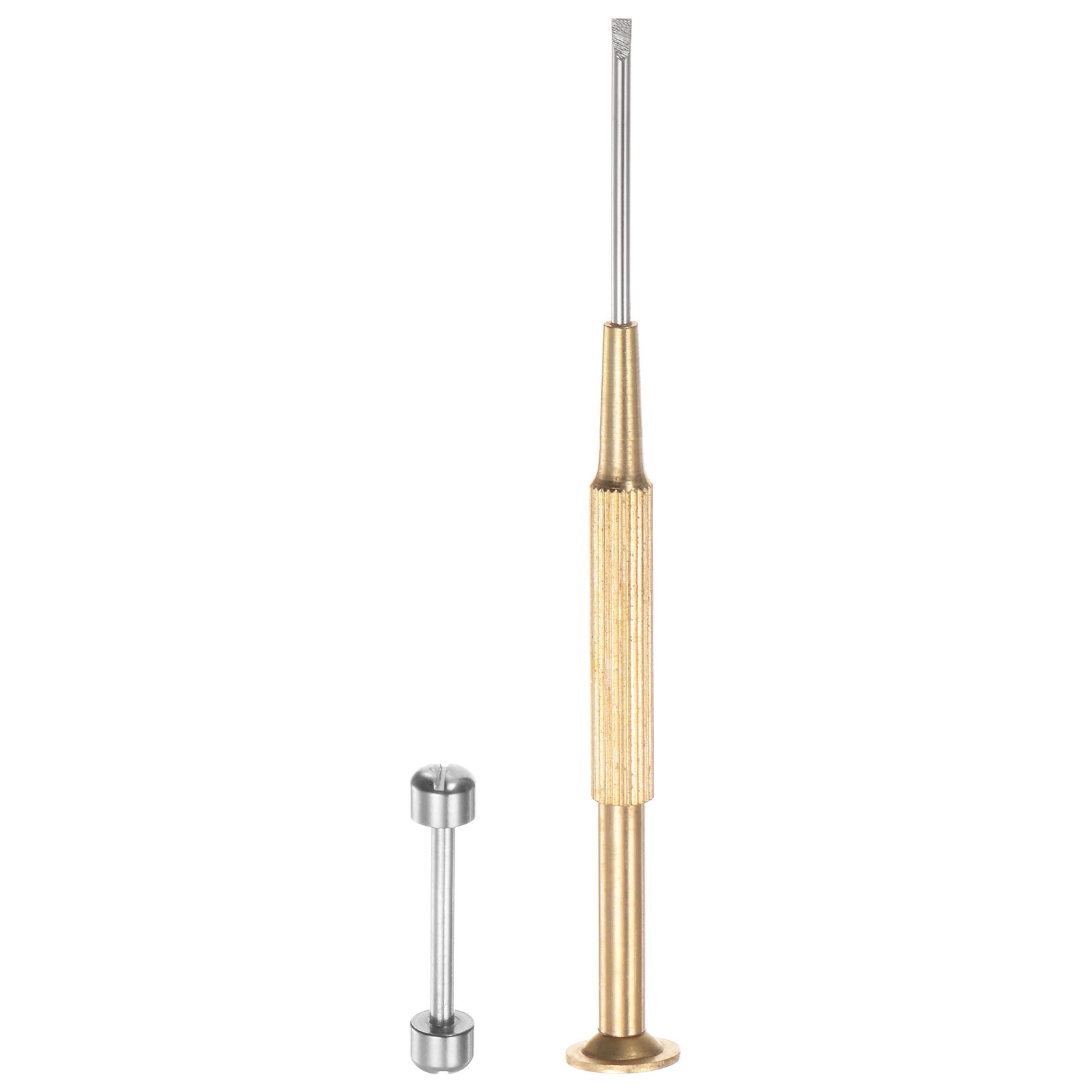 2 in 1 20mm Watch Screw Tube Rod with 2mm Slotted Screwdriver, Silver Tone