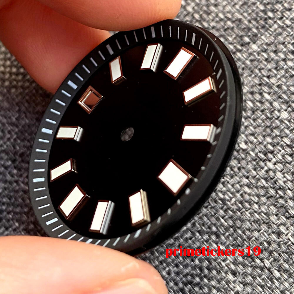 33.4mm Black/Blue/Green Sterile Watch Dial Date Window Fit NH35 NH36 Movement