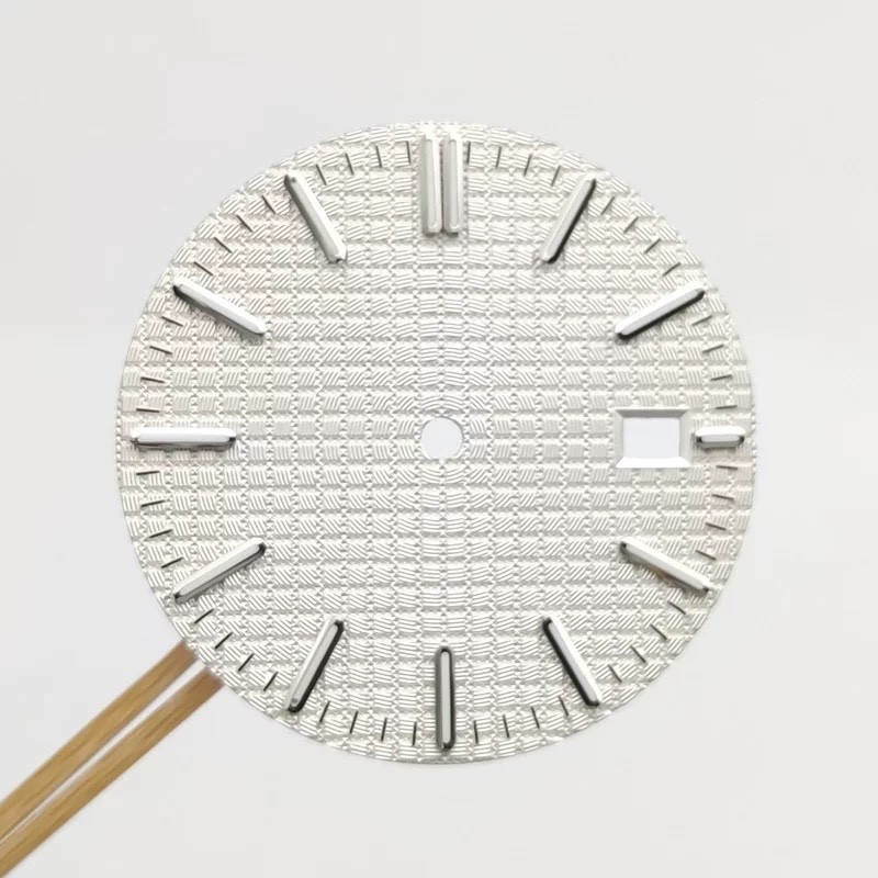 28.5mm Fine Square Grid Luminous Watch Dial Date for N35 White