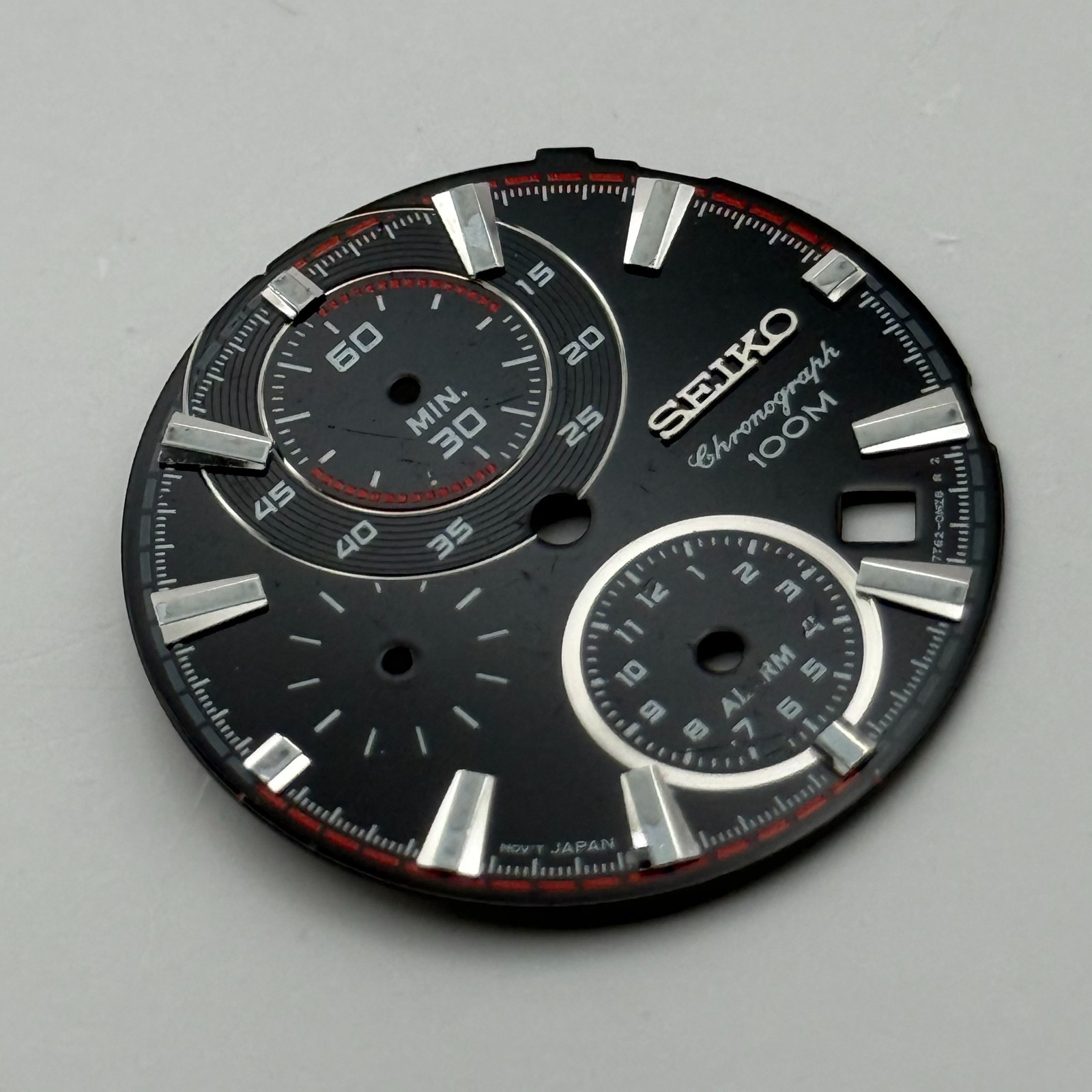 Seiko 7T82-0MZB Watch Dial Chronograph Alarm 100M Spare Parts Repair 28.4mm