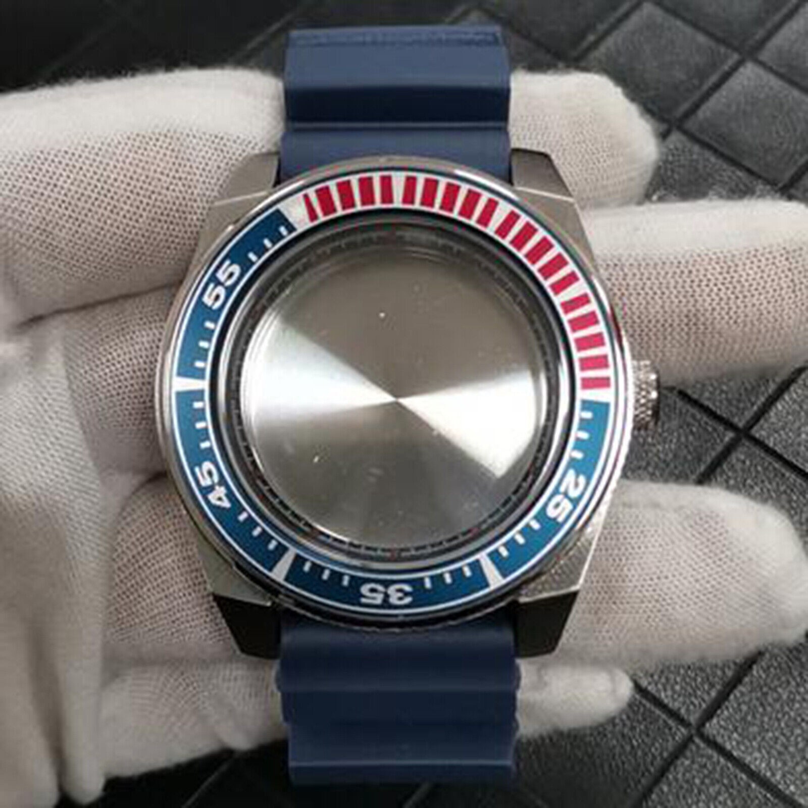 361 Steel Watch Case Buckle Dark Blue Strap 42.5mm for NH35/NH36 Movement
