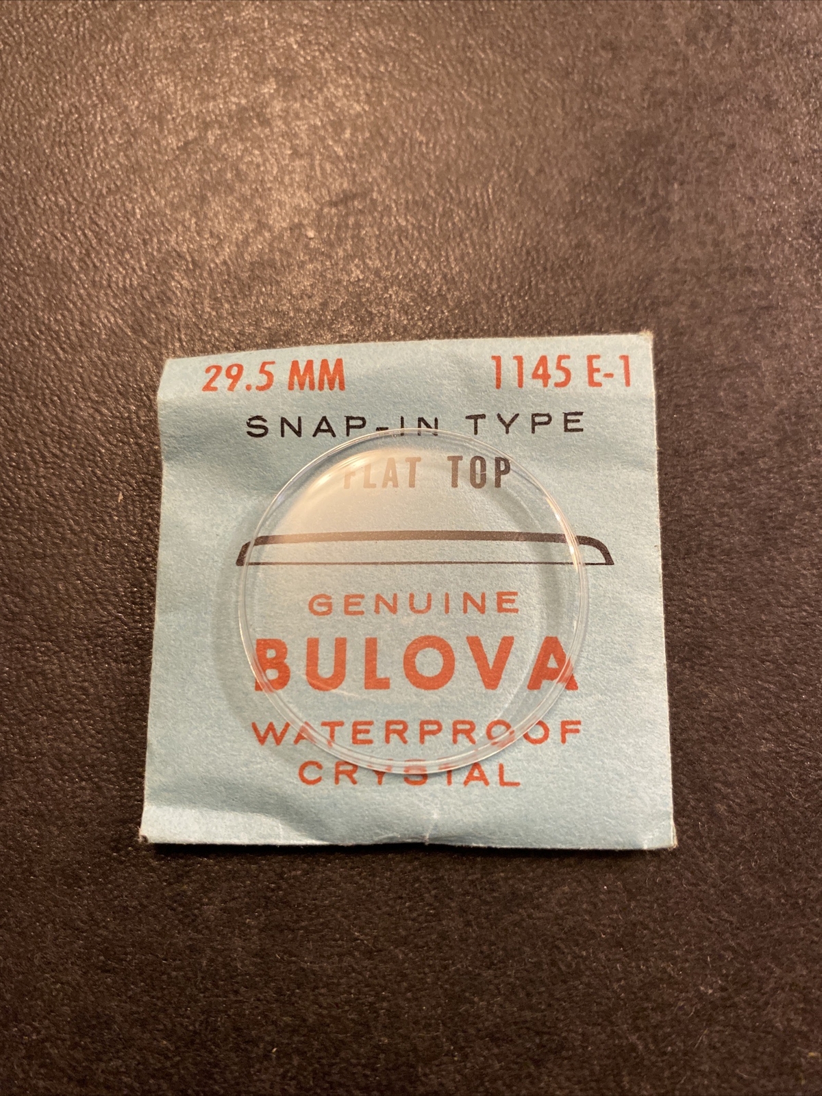 Genuine Bulova 29.5mm Snap In Type Flat Top Waterproof Crystal 1145E-1
