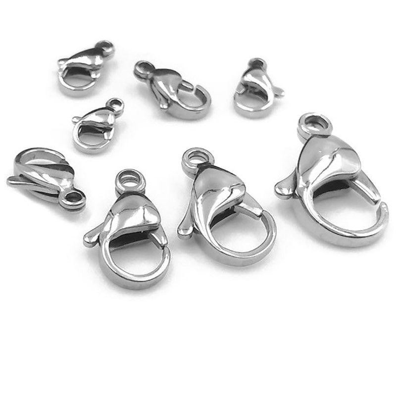 HOT Polished S.steel Lobster claw Clasps 9–19mm 100 Pcs wholesale