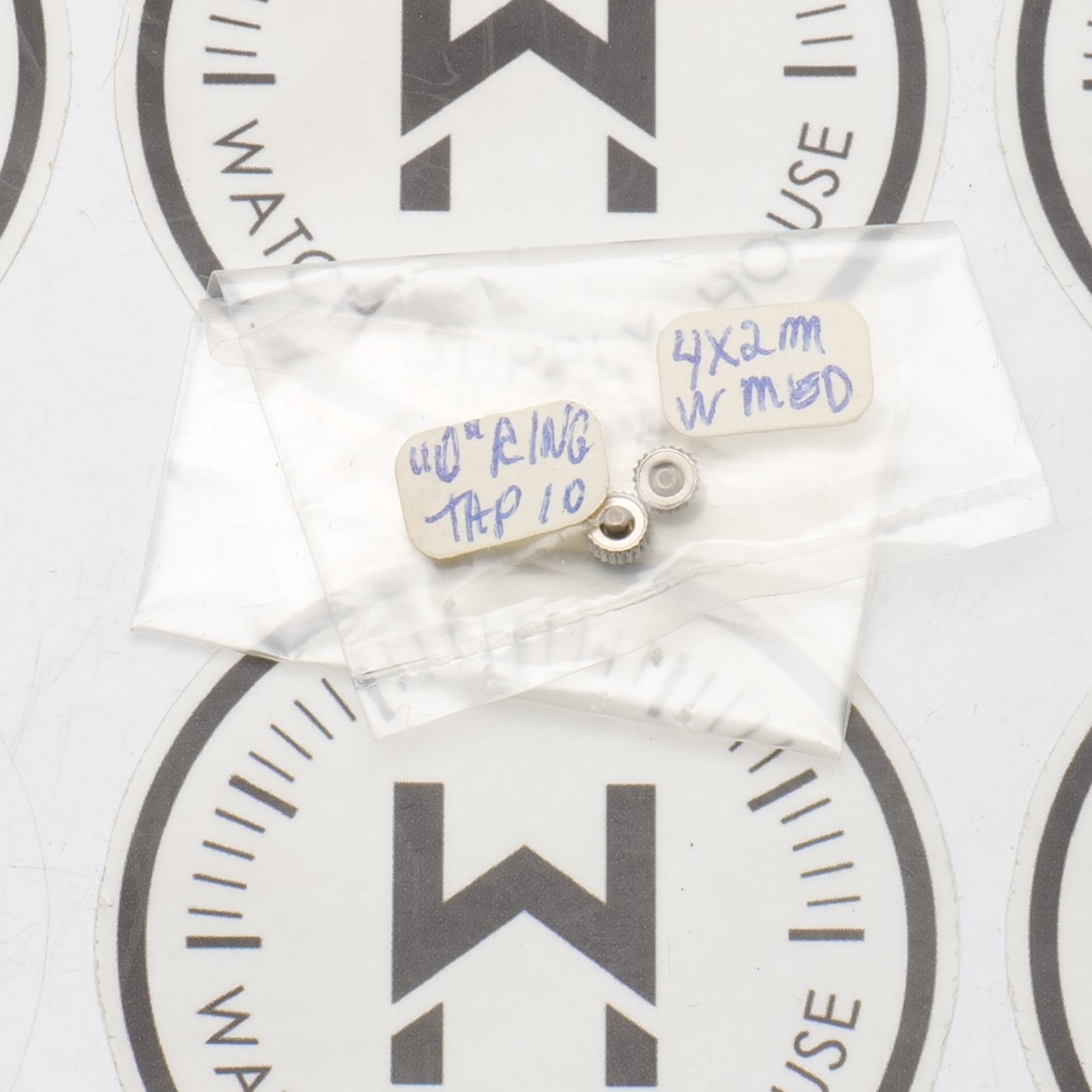NOS Watch Crown Lot 2 SS Silver Tone 4 x 2.0 Tap 10 Medium Post O Ring (G3D15)