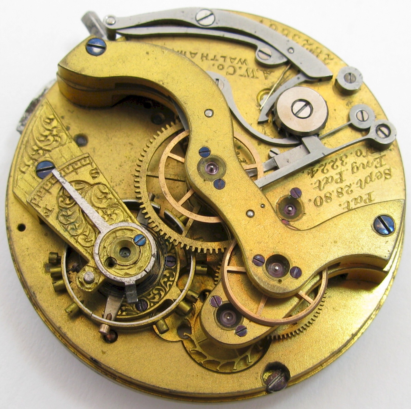 Waltham 14s 1884 Watch Movement 17 jewels fit OF case Serial 2823667 for parts
