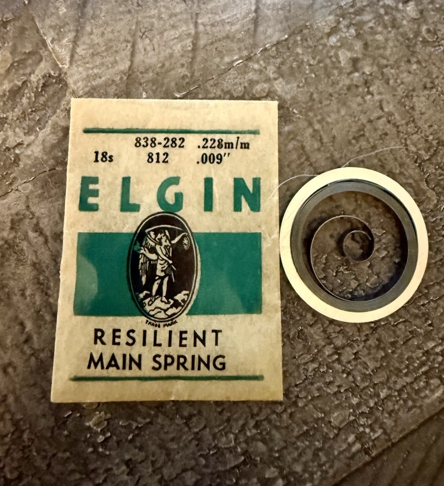 Elgin 18s 838-282 812 pocket watch – Mainspring – watchmaker repair – OEM