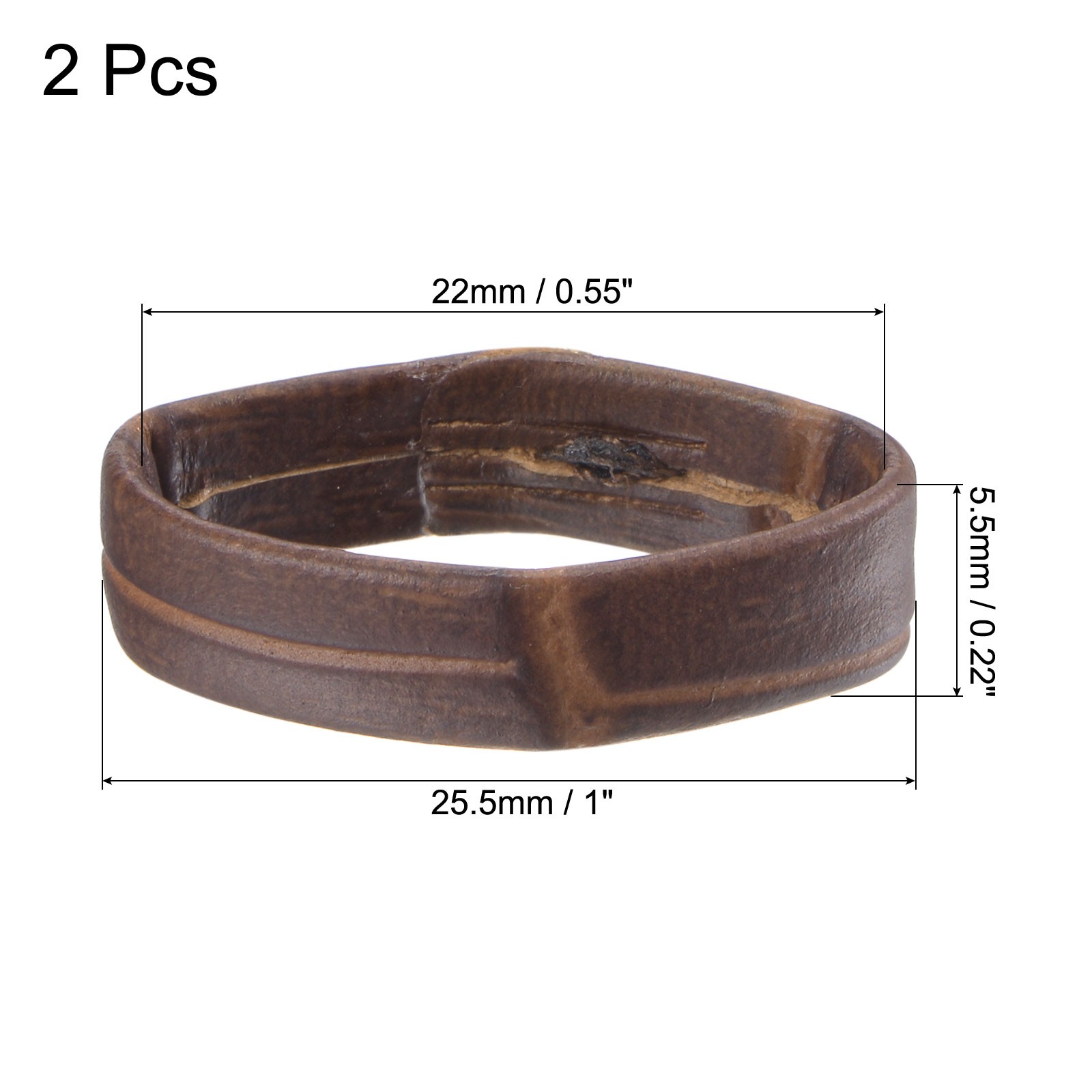 PU Leather Loops Retaining Ring Keeper for 22mm Watch Band Dark Brown 2Pcs
